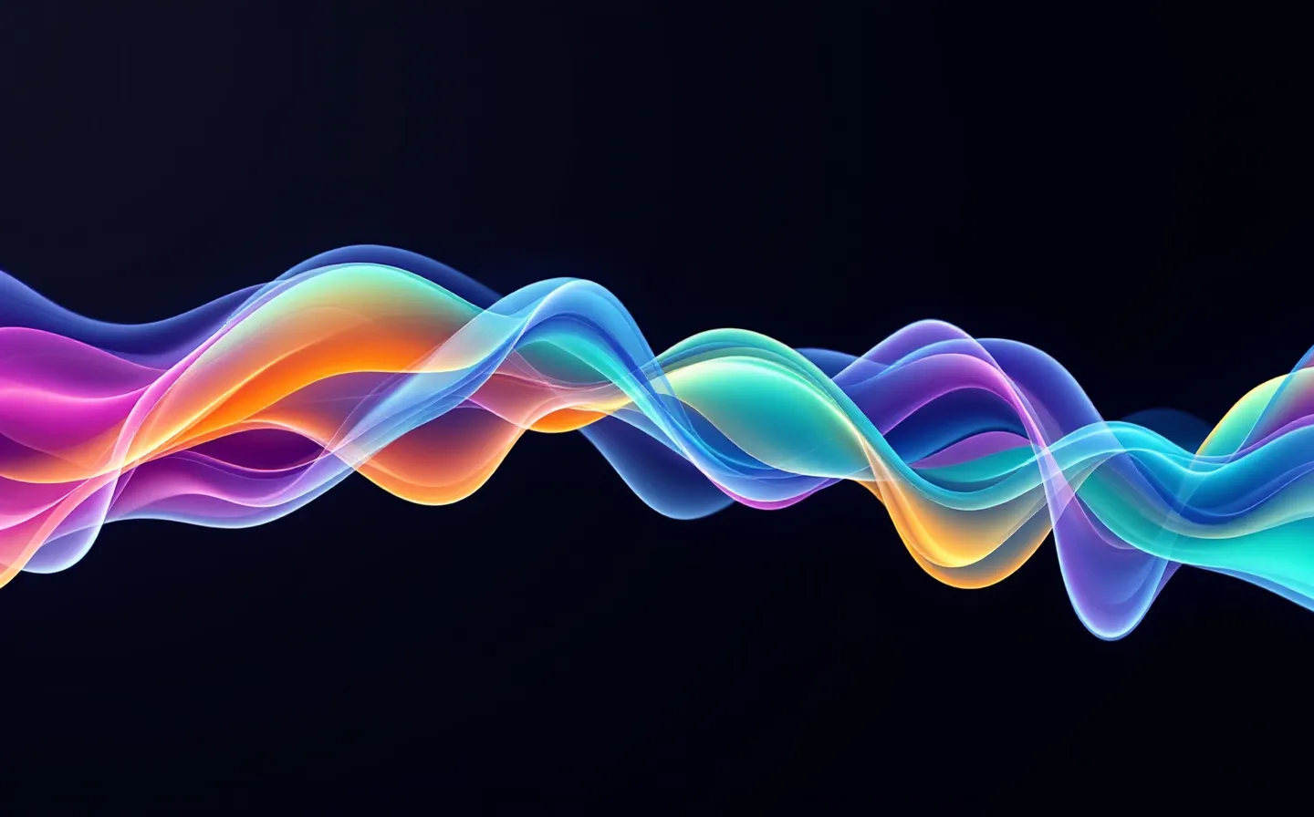Abstract spectrum gradient ribbon evoking a peptide chain dissolving into an immune-response continuum